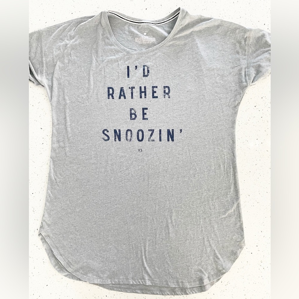 Victoria's Secret Gray Sleep Tee with Navy Text